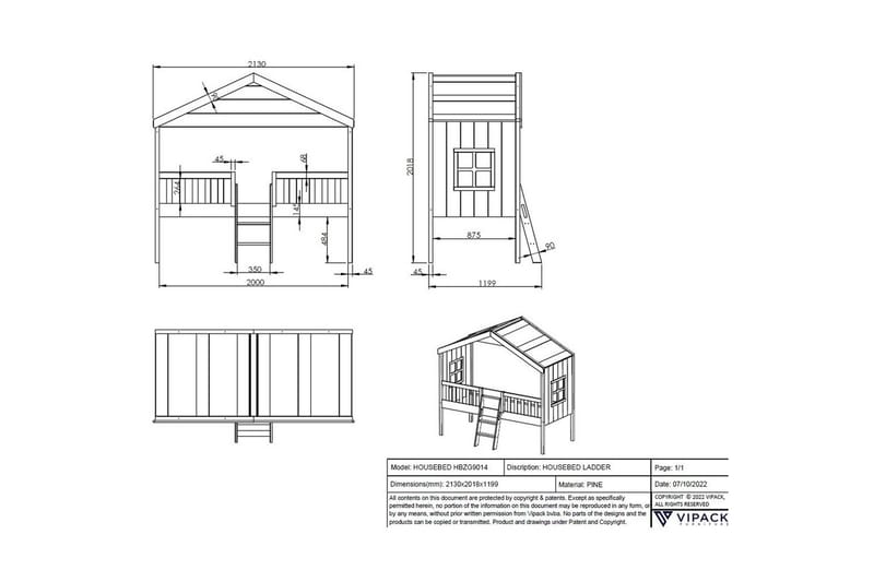Sänky tikkailla Unisänky - Huonekalut - Lasten kalusteet - Lastensängyt & juniorisängyt - Talosänky