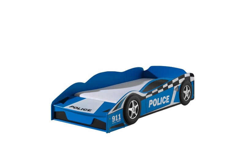 Sänky Päiväkotilasten poliisiauto, 70x140 cm Patjan kanssa - Patjan kanssa - Huonekalut - Lasten kalusteet - Lastensängyt & juniorisängyt - Tavallinen lastensänky