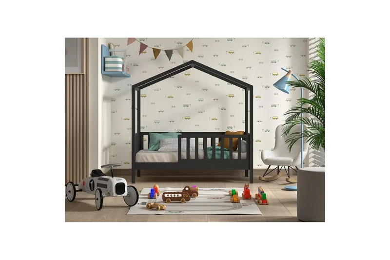 Taapero talovuode Dallas 70x140 cm Antrasiitti - Antrasiitti - Huonekalut - Lasten kalusteet - Lastensängyt & juniorisängyt - Tavallinen lastensänky