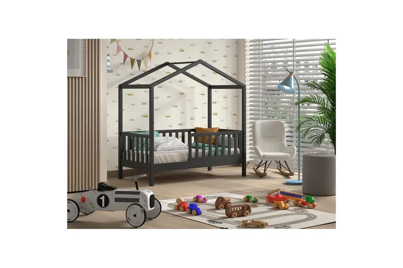 Taapero talovuode Dallas 70x140 cm Antrasiitti - Antrasiitti - Huonekalut - Lasten kalusteet - Lastensängyt & juniorisängyt - Tavallinen lastensänky