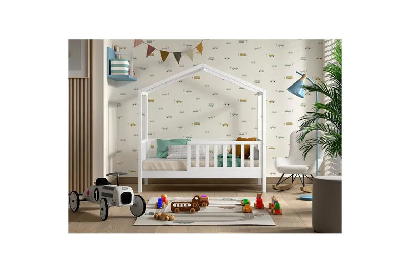 Taapero talovuode Dallas 70x140 cm Valkoinen - Valkoinen - Huonekalut - Lasten kalusteet - Lastensängyt & juniorisängyt - Tavallinen lastensänky