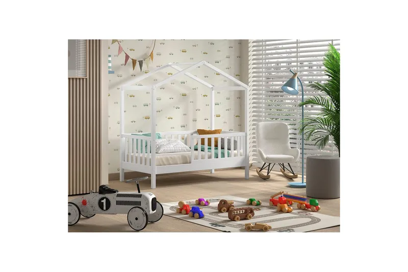 Taapero talovuode Dallas 70x140 cm Valkoinen - Valkoinen - Huonekalut - Lasten kalusteet - Lastensängyt & juniorisängyt - Tavallinen lastensänky