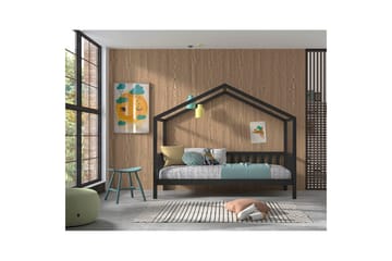 Talo sänky aidalla Dallas 90x200 cm Antrasiitti - Antrasiitti - Huonekalut - Lasten kalusteet - Lastensängyt & juniorisängyt - Tavallinen lastensänky