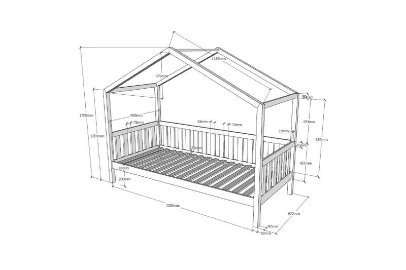 Talo sänky aidalla Dallas 90x200 cm Antrasiitti - Antrasiitti - Huonekalut - Lasten kalusteet - Lastensängyt & juniorisängyt - Tavallinen lastensänky