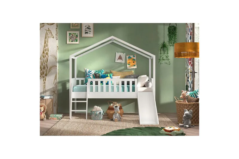 Talo sänky aidalla ja laatikolla Dallas 90x200 cm Antrasiitti - Antrasiitti - Huonekalut - Lasten kalusteet - Lastensängyt & juniorisängyt - Tavallinen lastensänky