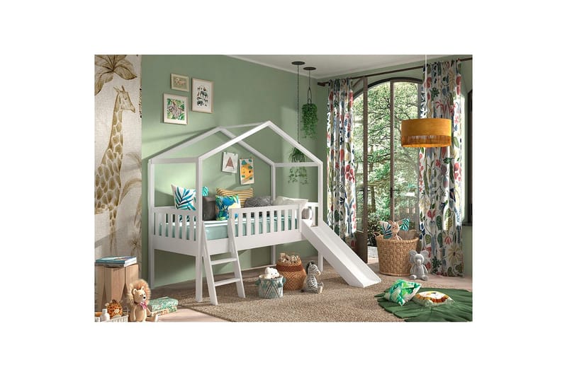 Talo sänky aidalla ja laatikolla Dallas 90x200 cm Antrasiitti - Antrasiitti - Huonekalut - Lasten kalusteet - Lastensängyt & juniorisängyt - Tavallinen lastensänky