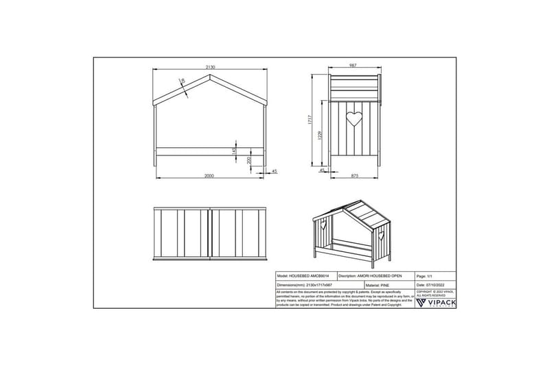 Talo sänky Amori 90 x 200 cm Valkoinen - Huonekalut - Lasten kalusteet - Lastensängyt & juniorisängyt - Talosänky