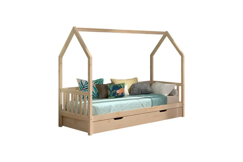 Talo sänky sängynalustalla Cabane 90x200 cm Luonnollinen, Luonnollinen