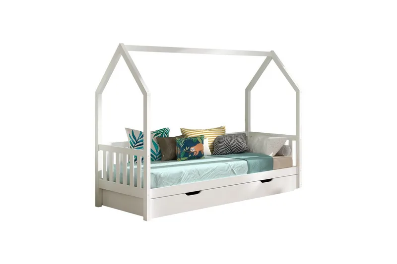 Talo sänky sängynalustalla Cabane 90x200 cm Valkoinen, Valkoinen