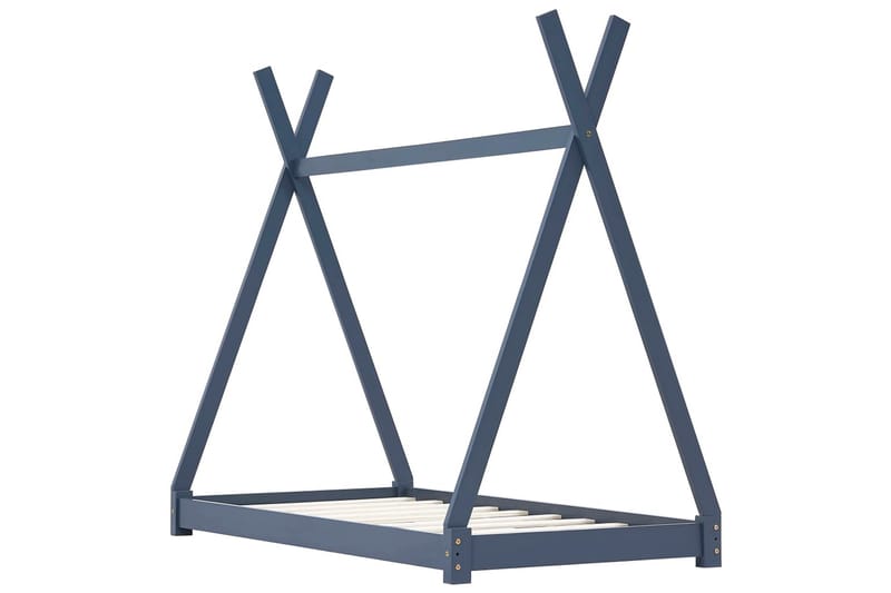 Lasten sängynrunko harmaa täysi mänty 70x140 cm - Harmaa - Huonekalut - Lasten kalusteet - Lastensängyt & juniorisängyt - Talosänky