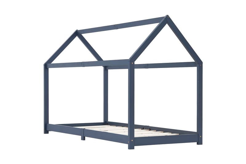 Lasten sängynrunko harmaa täysi mänty 80x160 cm - Harmaa - Huonekalut - Lasten kalusteet - Lastensängyt & juniorisängyt - Talosänky