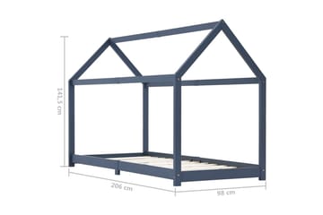 Lasten sängynrunko harmaa täysi mänty 90x200 cm - Harmaa - Huonekalut - Lasten kalusteet - Lastensängyt & juniorisängyt - Talosänky
