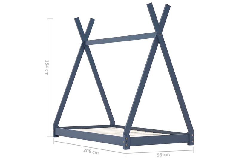 Lasten sängynrunko harmaa täysi mänty 90x200 cm - Harmaa - Huonekalut - Lasten kalusteet - Lastensängyt & juniorisängyt - Talosänky