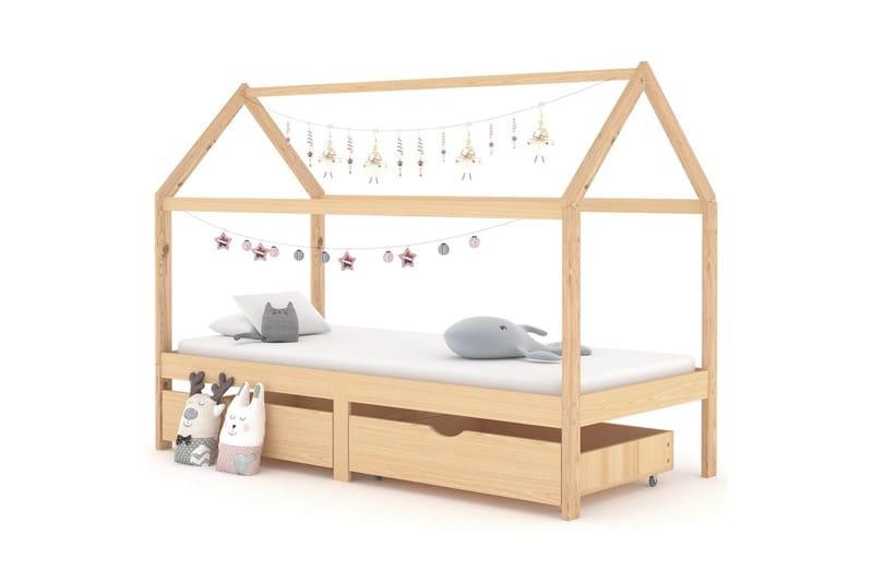 Lasten sängynrunko laatikoilla täysi mänty 90x200 cm - Huonekalut - Lasten kalusteet - Lastensängyt & juniorisängyt - Talosänky