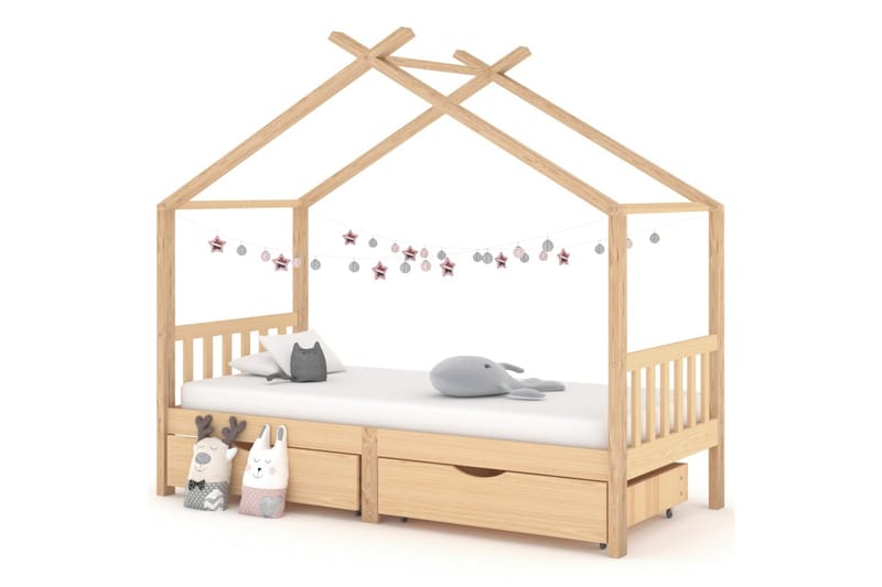 Lasten sängynrunko laatikoilla täysi mänty 90x200 cm - Huonekalut - Lasten kalusteet - Lastensängyt & juniorisängyt - Talosänky
