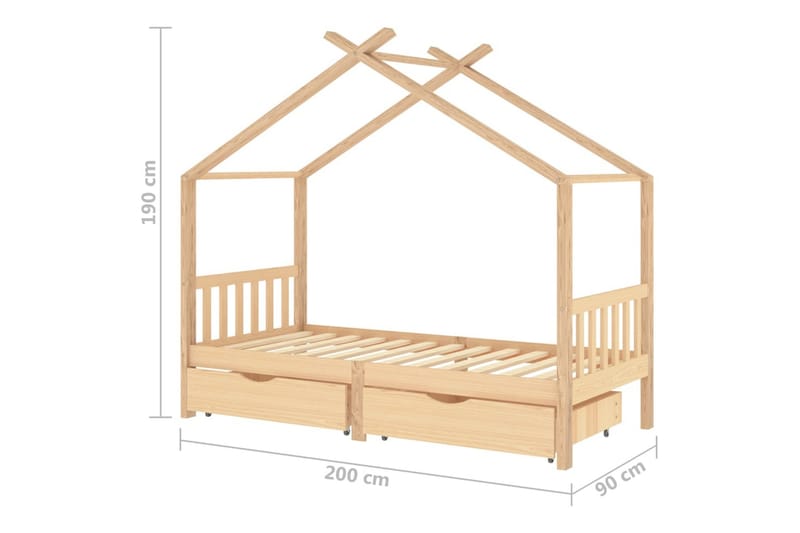 Lasten sängynrunko laatikoilla täysi mänty 90x200 cm - Huonekalut - Lasten kalusteet - Lastensängyt & juniorisängyt - Talosänky