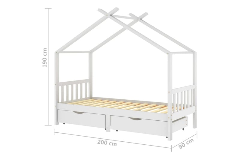 Lasten sängynrunko laatikoilla täysi mänty 90x200 cm - Huonekalut - Lasten kalusteet - Lastensängyt & juniorisängyt - Talosänky