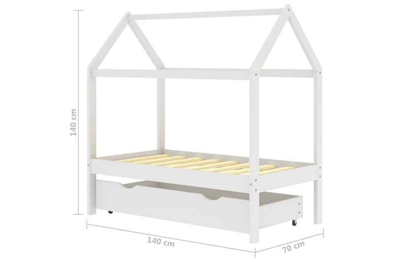 Lasten sängynrunko laatikolla täysi mänty 70x140 cm - Huonekalut - Lasten kalusteet - Lastensängyt & juniorisängyt - Talosänky