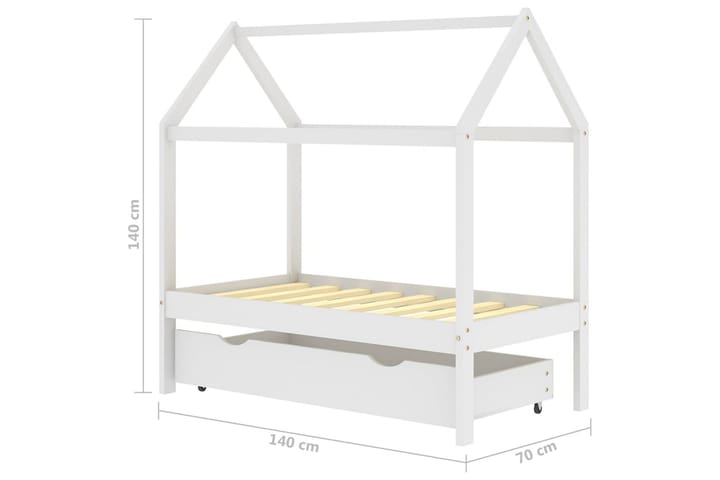Lasten sängynrunko laatikolla täysi mänty 70x140 cm - Talosänky