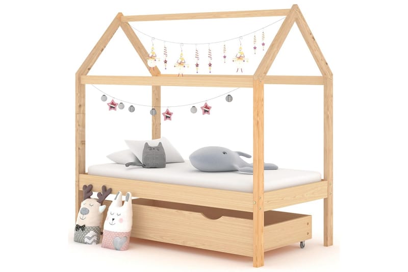Lasten sängynrunko laatikolla täysi mänty 70x140 cm - Huonekalut - Lasten kalusteet - Lastensängyt & juniorisängyt - Talosänky