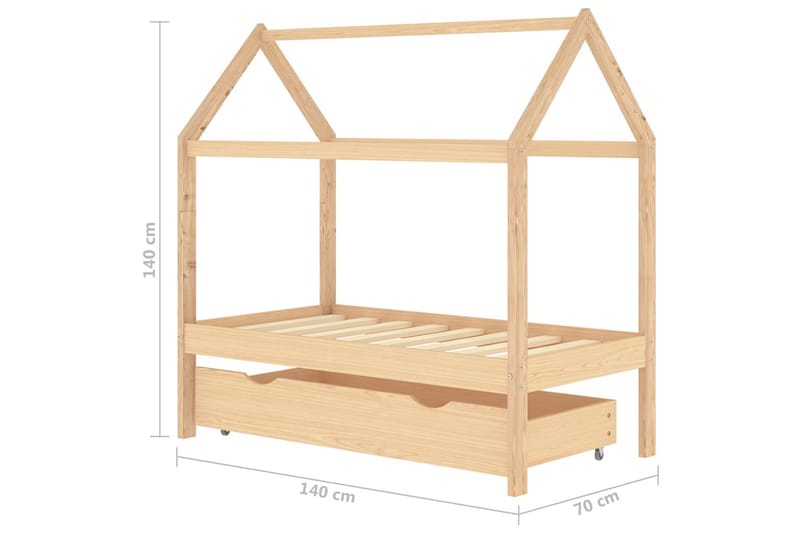 Lasten sängynrunko laatikolla täysi mänty 70x140 cm - Huonekalut - Lasten kalusteet - Lastensängyt & juniorisängyt - Talosänky