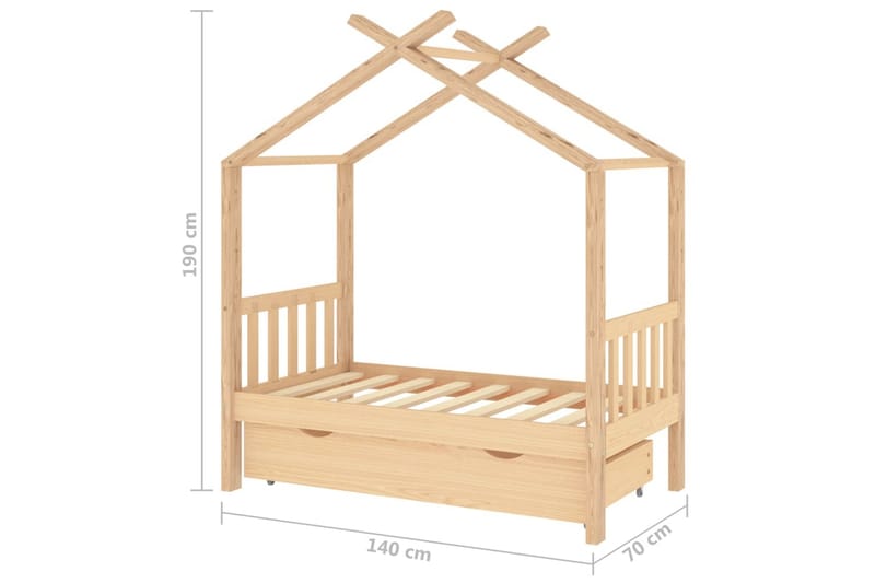 Lasten sängynrunko laatikolla täysi mänty 70x140 cm - Huonekalut - Lasten kalusteet - Lastensängyt & juniorisängyt - Talosänky