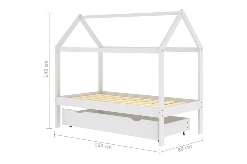 Lasten sängynrunko laatikolla täysi mänty 80x160 cm - Huonekalut - Lasten kalusteet - Lastensängyt & juniorisängyt - Talosänky