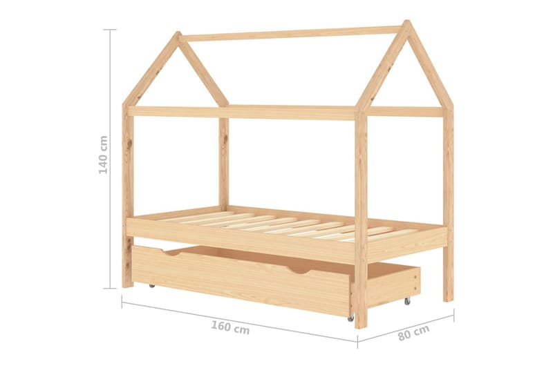 Lasten sängynrunko laatikolla täysi mänty 80x160 cm - Huonekalut - Lasten kalusteet - Lastensängyt & juniorisängyt - Talosänky