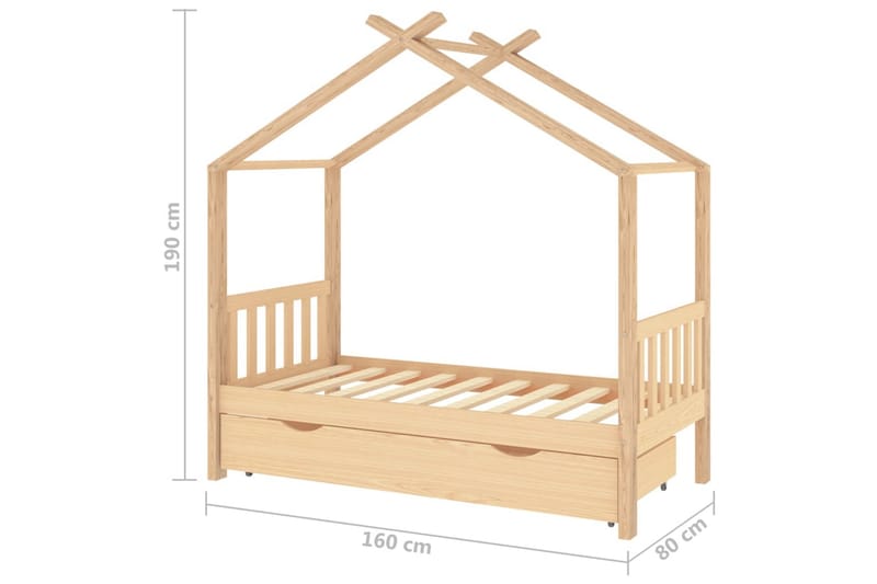 Lasten sängynrunko laatikolla täysi mänty 80x160 cm - Huonekalut - Lasten kalusteet - Lastensängyt & juniorisängyt - Talosänky