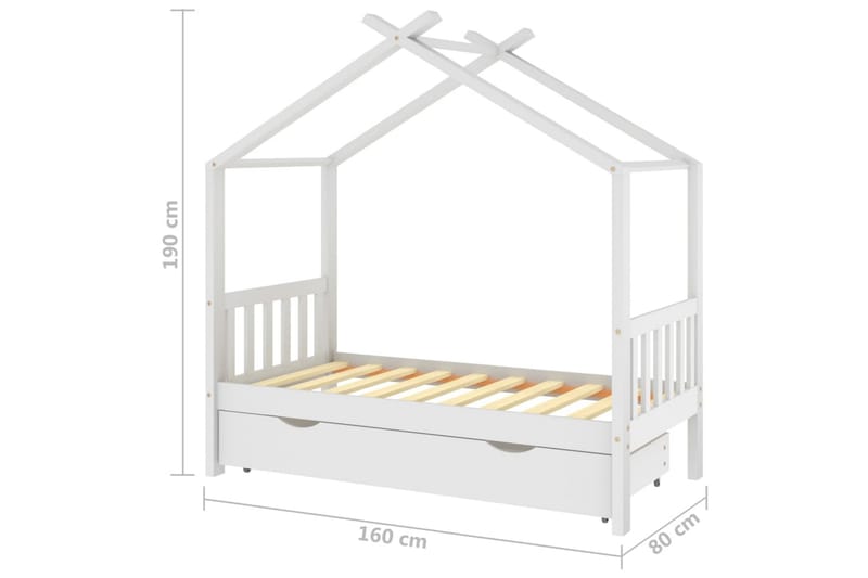 Lasten sängynrunko laatikolla täysi mänty 80x160 cm - Huonekalut - Lasten kalusteet - Lastensängyt & juniorisängyt - Talosänky