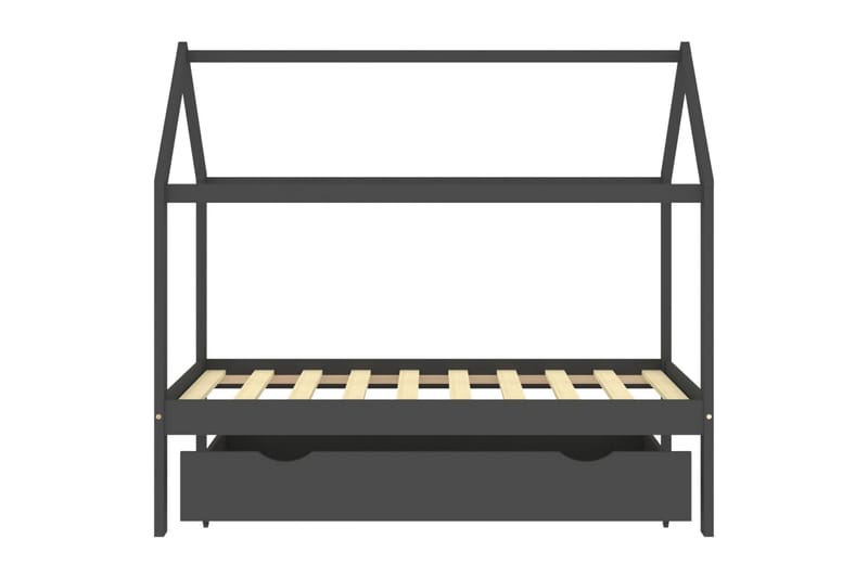 Lasten sängynrunko laatikolla t.harmaa täysi mänty 80x160 cm - Huonekalut - Lasten kalusteet - Lastensängyt & juniorisängyt - Talosänky