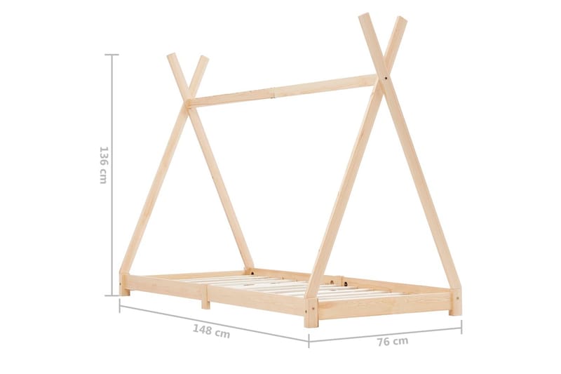 Lasten sängynrunko täysi mänty 70x140 cm - Ruskea - Huonekalut - Lasten kalusteet - Lastensängyt & juniorisängyt - Talosänky