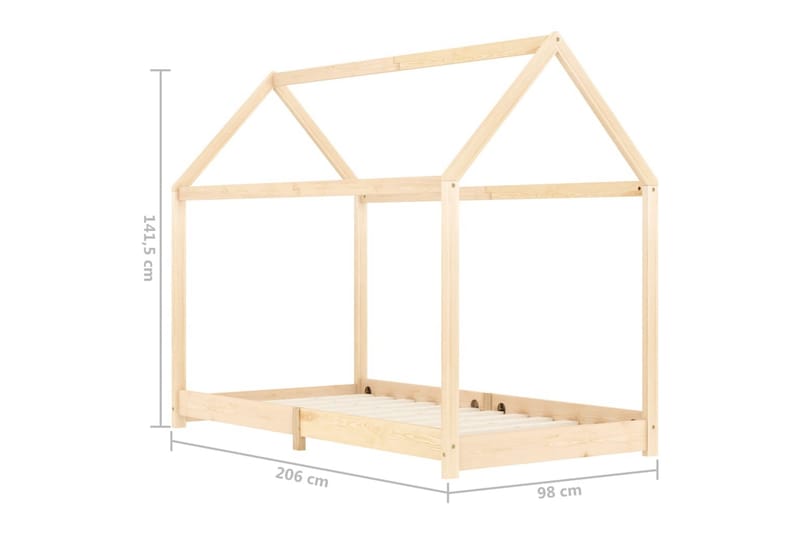 Lasten sängynrunko täysi mänty 90x200 cm - Ruskea - Huonekalut - Lasten kalusteet - Lastensängyt & juniorisängyt - Talosänky