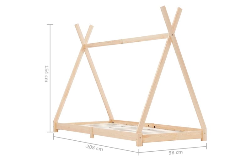 Lasten sängynrunko täysi mänty 90x200 cm - Ruskea - Talosänky