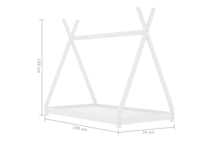 Lasten sängynrunko valkoinen täysi mänty 70x140 cm - Valkoinen - Talosänky