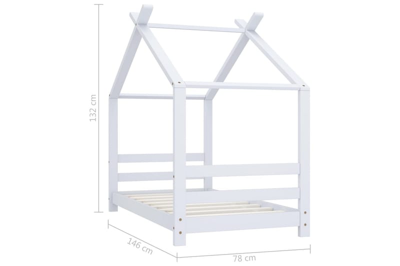 Lasten sängynrunko valkoinen täysi mänty 70x140 cm - Huonekalut - Lasten kalusteet - Lastensängyt & juniorisängyt - Talosänky
