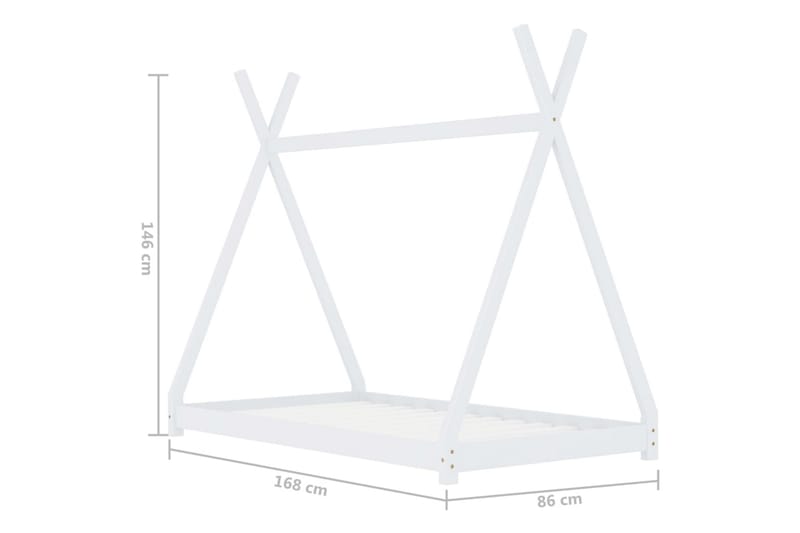 Lasten sängynrunko valkoinen täysi mänty 80x160 cm - Valkoinen - Huonekalut - Lasten kalusteet - Lastensängyt & juniorisängyt - Talosänky