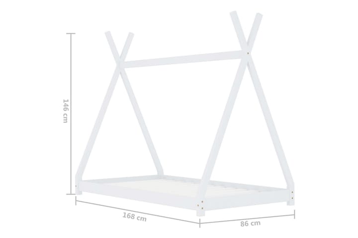 Lasten sängynrunko valkoinen täysi mänty 80x160 cm - Valkoinen - Talosänky