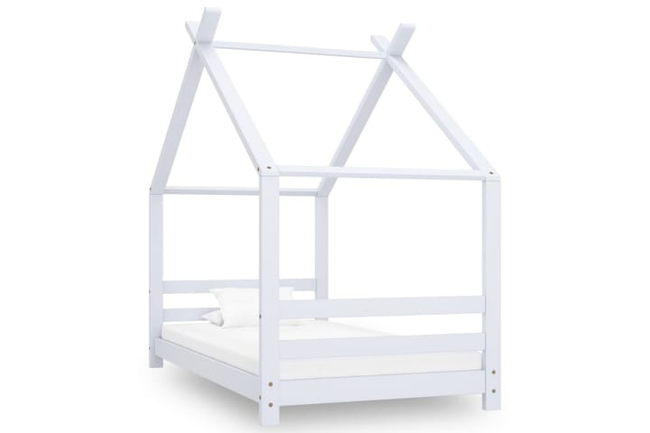 Lasten s�ängynrunko valkoinen täysi mänty 80x160 cm - Talosänky