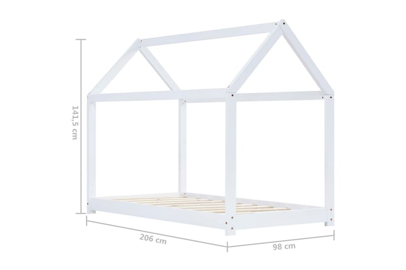 Lasten sängynrunko valkoinen täysi mänty 90x200 cm - Valkoinen - Huonekalut - Lasten kalusteet - Lastensängyt & juniorisängyt - Talosänky