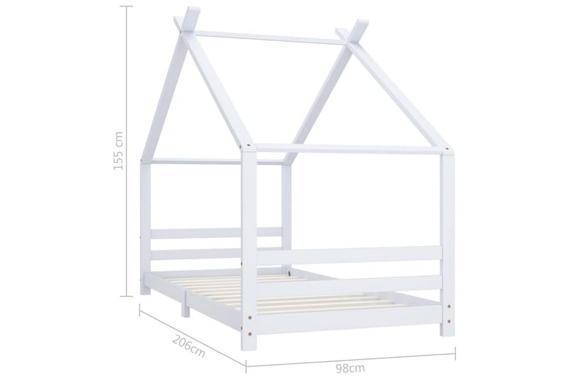 Lasten sängynrunko valkoinen täysi mänty 90x200 cm - Huonekalut - Lasten kalusteet - Lastensängyt & juniorisängyt - Talosänky
