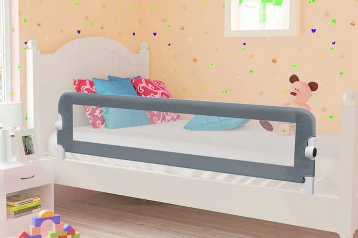 Turvalaita sänkyyn harmaa 120x42 cm polyesteri - Harmaa - Lastensängyt & juniorisängyt