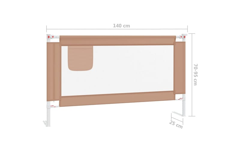 Turvalaita sänkyyn harmaanruskea 140x25 cm kangas - Taupe - Huonekalut - Lasten kalusteet - Lastensängyt & juniorisängyt