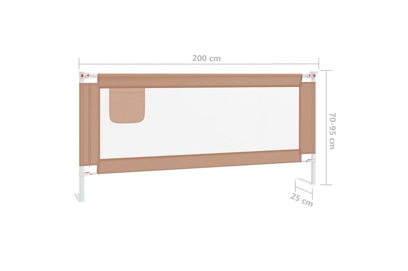 Turvalaita sänkyyn harmaanruskea 200x25 cm kangas - Taupe - Huonekalut - Lasten kalusteet - Lastensängyt & juniorisängyt