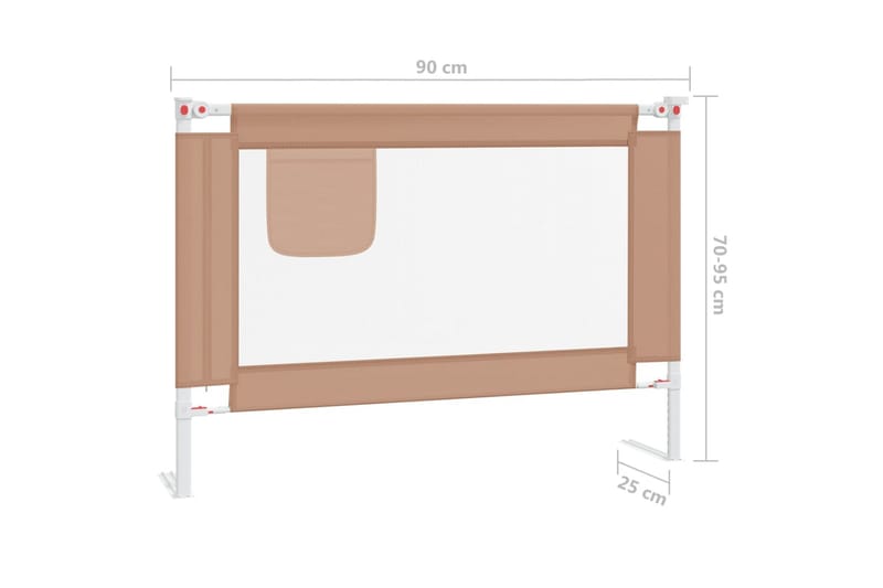 Turvalaita sänkyyn harmaanruskea 90x25 cm kangas - Taupe - Lastensängyt & juniorisängyt