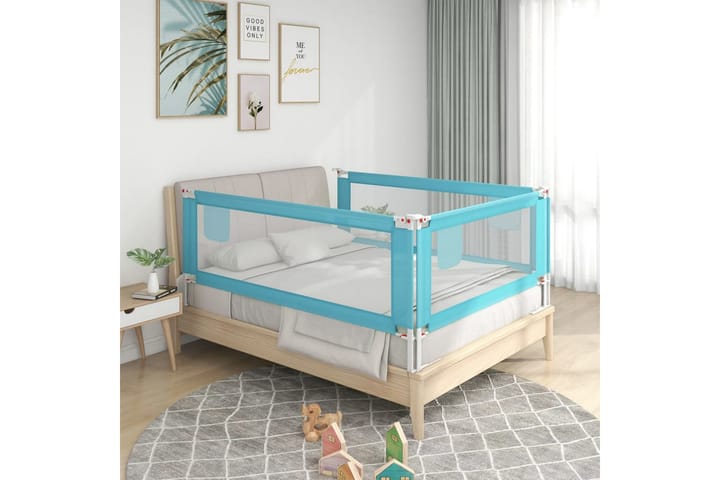 Turvalaita sänkyyn sininen 150x25 cm kangas - Sininen - Lastensängyt & juniorisängyt