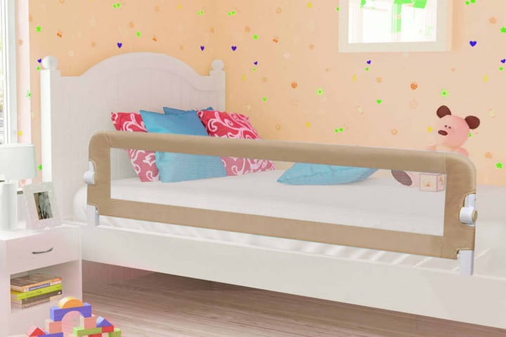 Turvalaita sänkyyn taupe 180x42 cm polyesteri - Ruskea - Lastensängyt & juniorisängyt