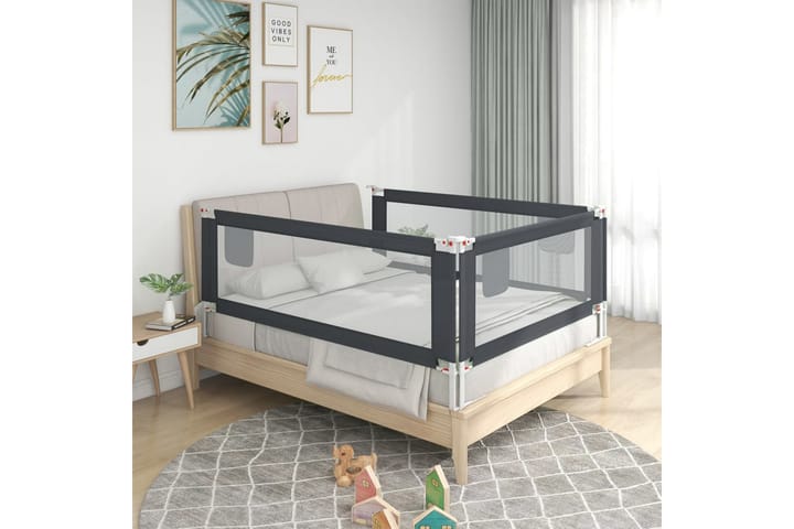 Turvalaita sänkyyn tummanharmaa 160x25 cm kangas - Harmaa - Lastensängyt & juniorisängyt