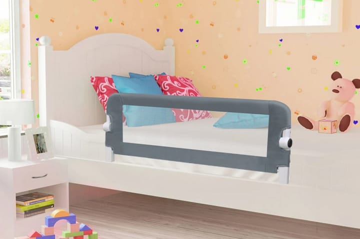 Turvalaita sänkyyn polyesteri 102x42 cm harmaa - Harmaa - Lastensängyt & juniorisängyt