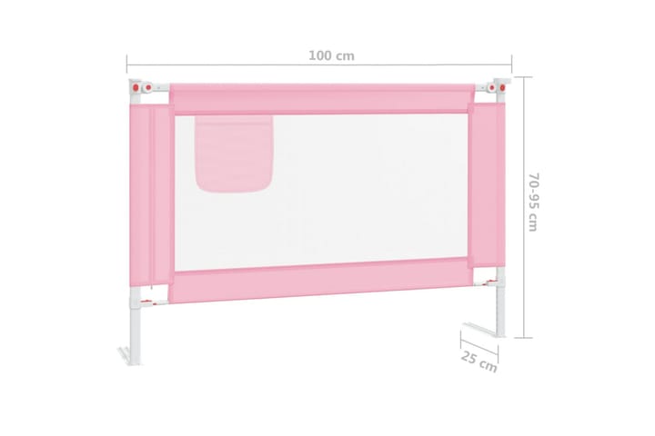 Turvalaita sänkyyn pinkki 100x25 cm kangas - Pinkki - Lastensängyt & juniorisängyt